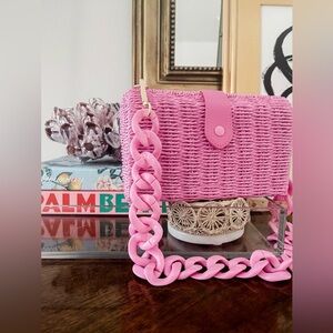 a new day Pink Woven Crossbody Bag